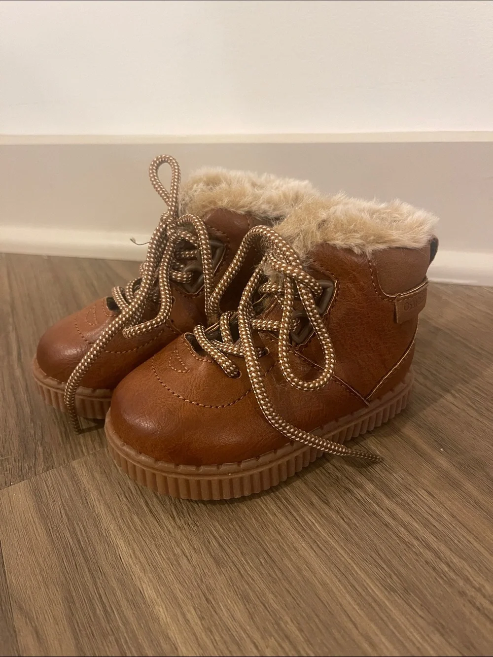 OshKosh B'gosh Brown Faux-Fur Lace-Up Baby Boots